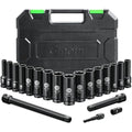 Ginour 20-Piece 1/2 Inch Impact Socket Set | CR-V Metric 8mm-24mm