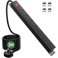 HANNELORE 7 Way Surge Protected Extension Lead | 3M Rack Mount PDU