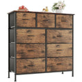 CAIYUN 9-Drawer Fabric Dresser | Rustic Brown Storage Chest for Bedroom