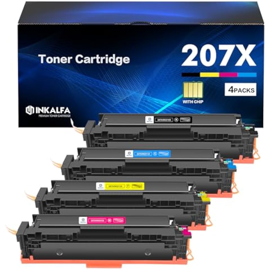 Jolof Store 207X High Yield Toner Cartridges with Chip for HP M283fdw - 4-Pack