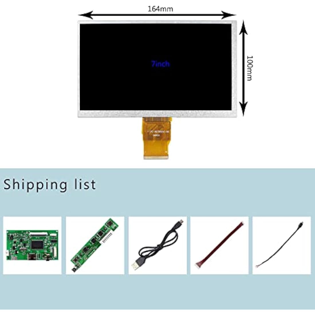 VSDISPLAY 7 inch 1024x600 IPS LCD Screen with Controller Board Kit