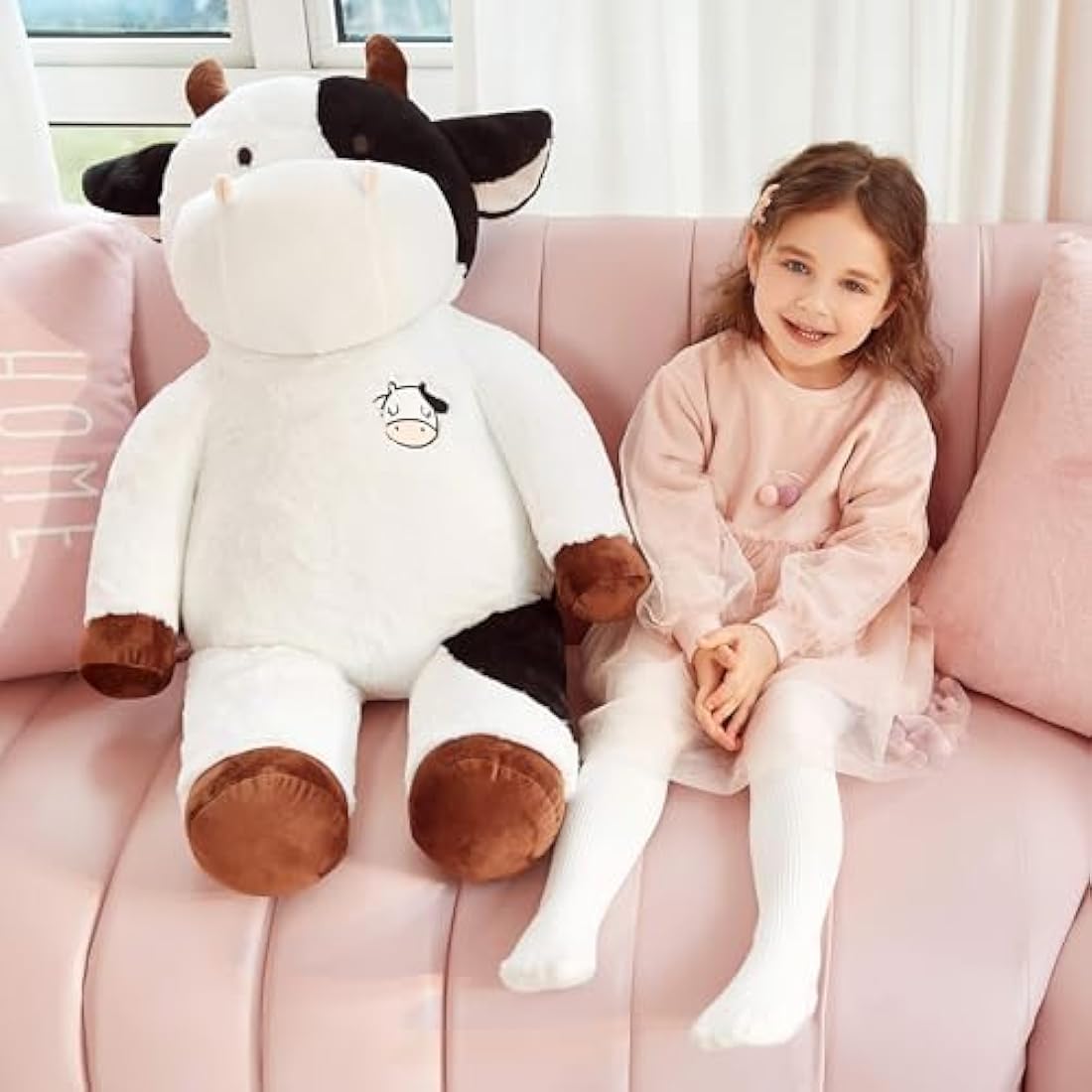 IKASA Giant Cow Stuffed Animal | Jumbo Soft Plush Toy, White, 78cm