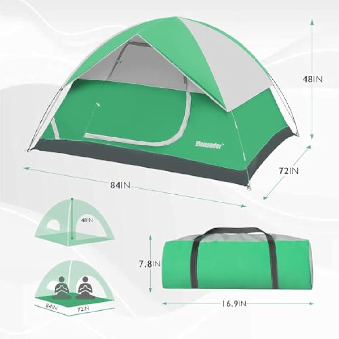 Mansader 2-3 Person Dome Camping Tent – Waterproof Lightweight Hiking Shelter