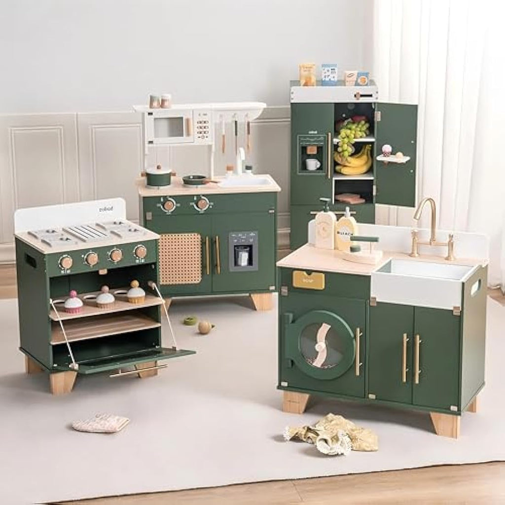 ROBUD Wooden Toy Kitchen with Accessories – Kids Pretend Play Set