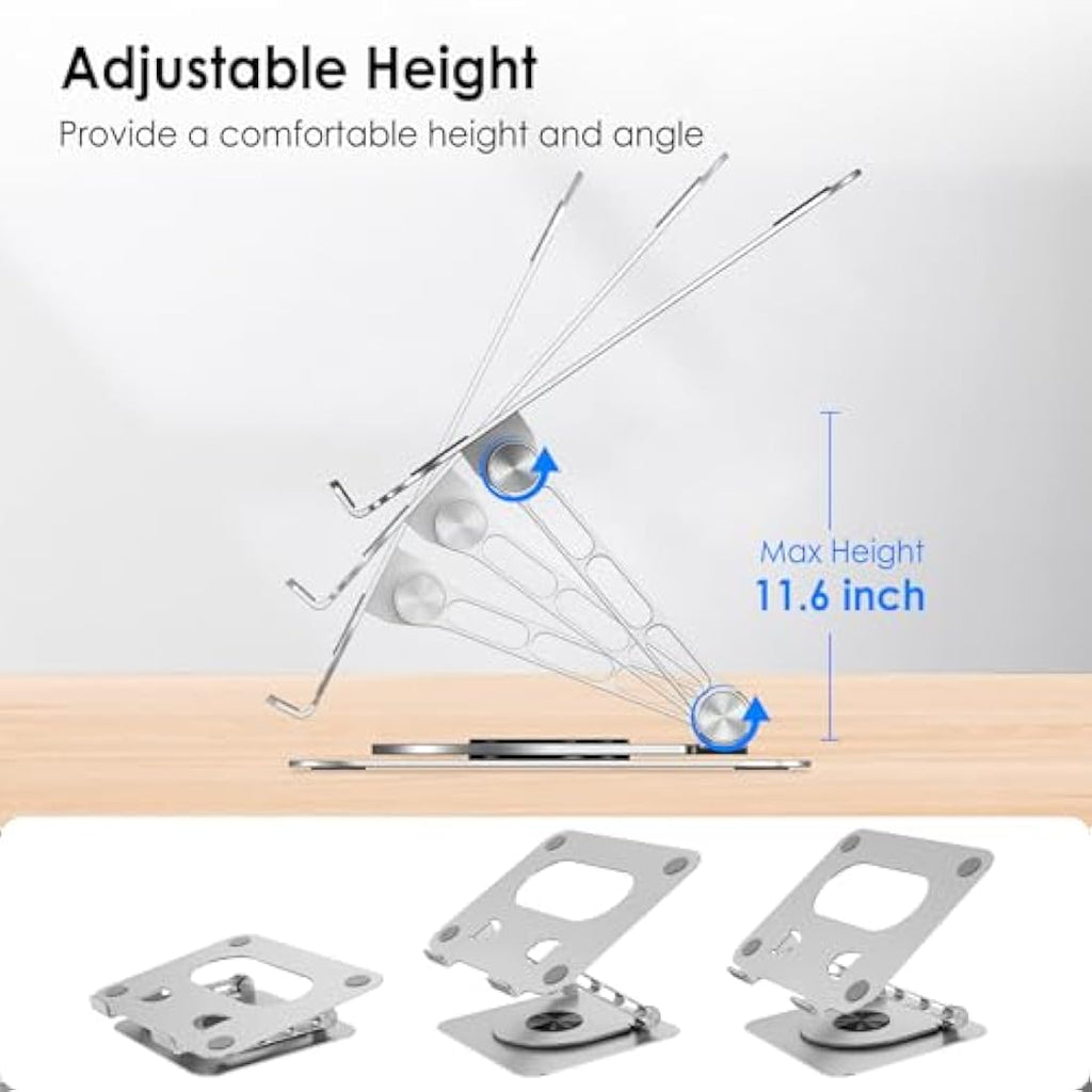 Lucrave 360 Rotating Aluminum Laptop Stand – Ergonomic Desk Riser