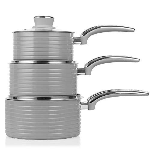 Swan Retro 5 Piece Non-Stick Ceramic Aluminium Pan Set – Grey