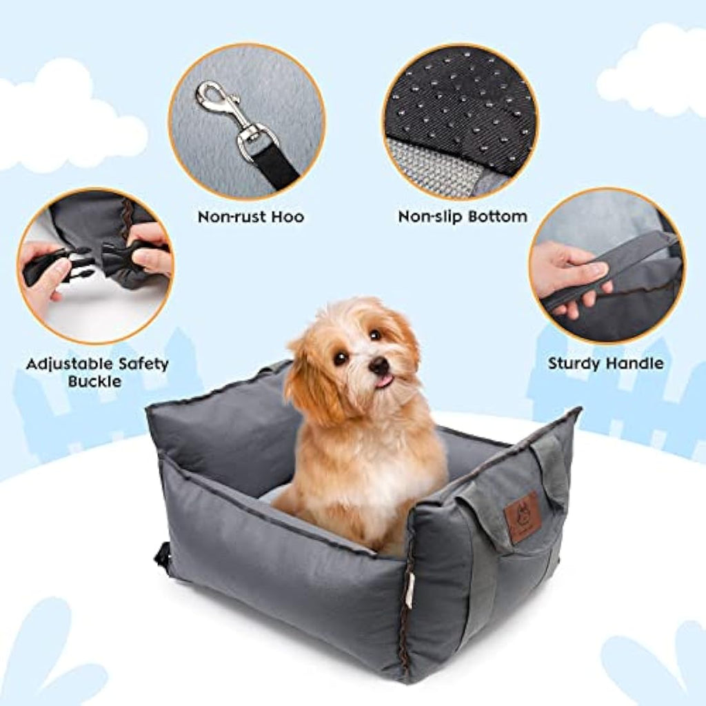 2-in-1 Dog Car Seat – Washable Waterproof Pet Booster Bed