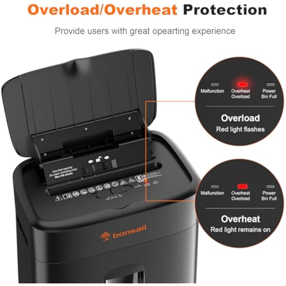 Bonsaii 100-Sheet Auto Feed Micro Cut Paper Shredder | P-4 Security