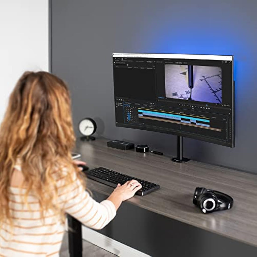 Vivo Single Monitor Desk Mount – Adjustable VESA Stand for 13-38" Screens