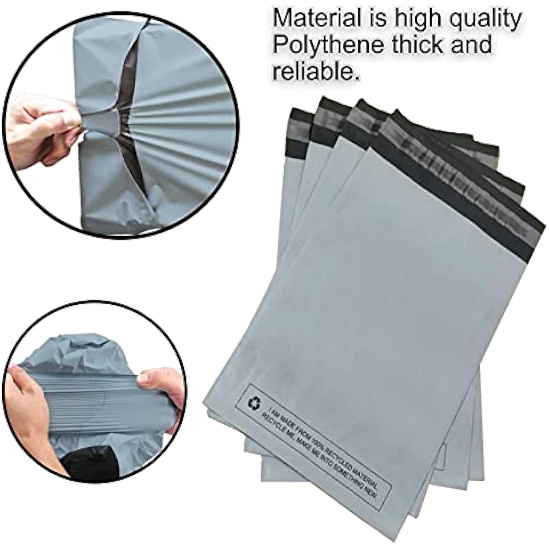 Grey Mailing Bags | 17x22" Recycled Polythene Self-Seal