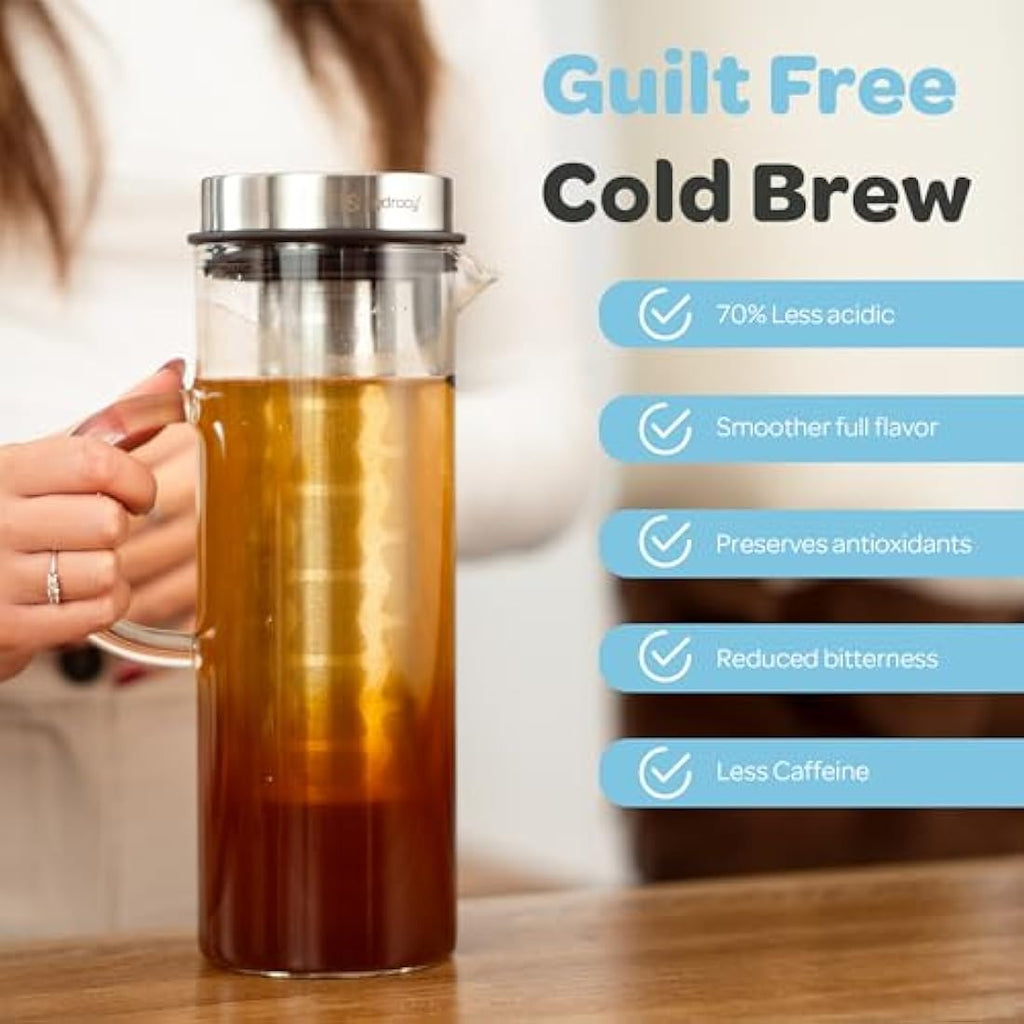 Hydracy 1.5L Glass Infusion Carafe – Borosilicate Cold Brew Maker