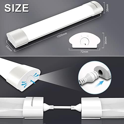 BERIXDEEP 4FT LED Batten Light | 36W 6500K IP66 Waterproof Linkable Shop Light