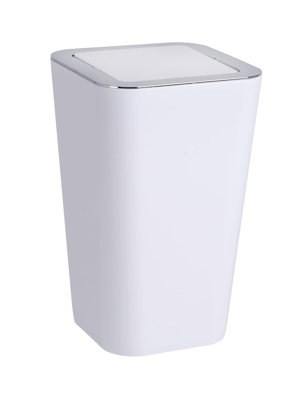 WENKO Candy Swing Cover Bin, ABS/PS, White/Chrome, 18 x 18 x 28.5 cm - image 1