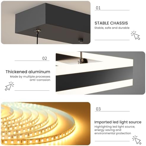 Mikeru Modern 3-Ring LED Pendant Light | Dimmable Black Chandelier