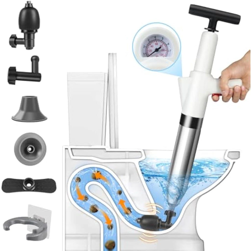 inShareplus High Pressure Toilet Plunger – Stainless Steel Drain Unblocker