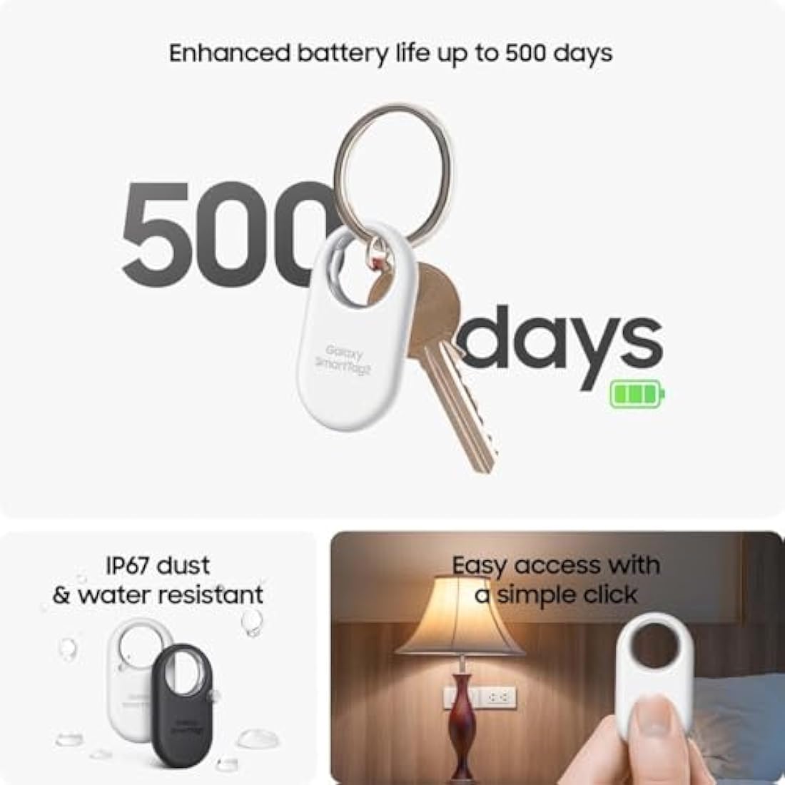 Samsung Galaxy SmartTag2 Bluetooth Tracker - IP67 Waterproof, Black
