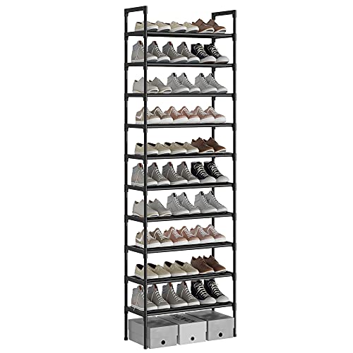 AcornFort 10-Tier Tall Shoe Rack Organiser – 30 Pair Storage Shelf, Black