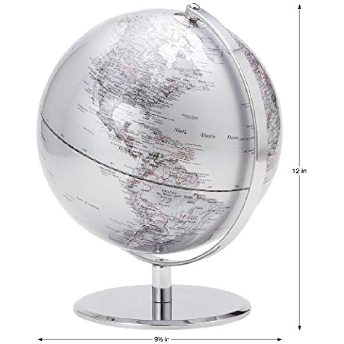 8" Silver Desk Globe with Metal Stand – Latitude World Globe