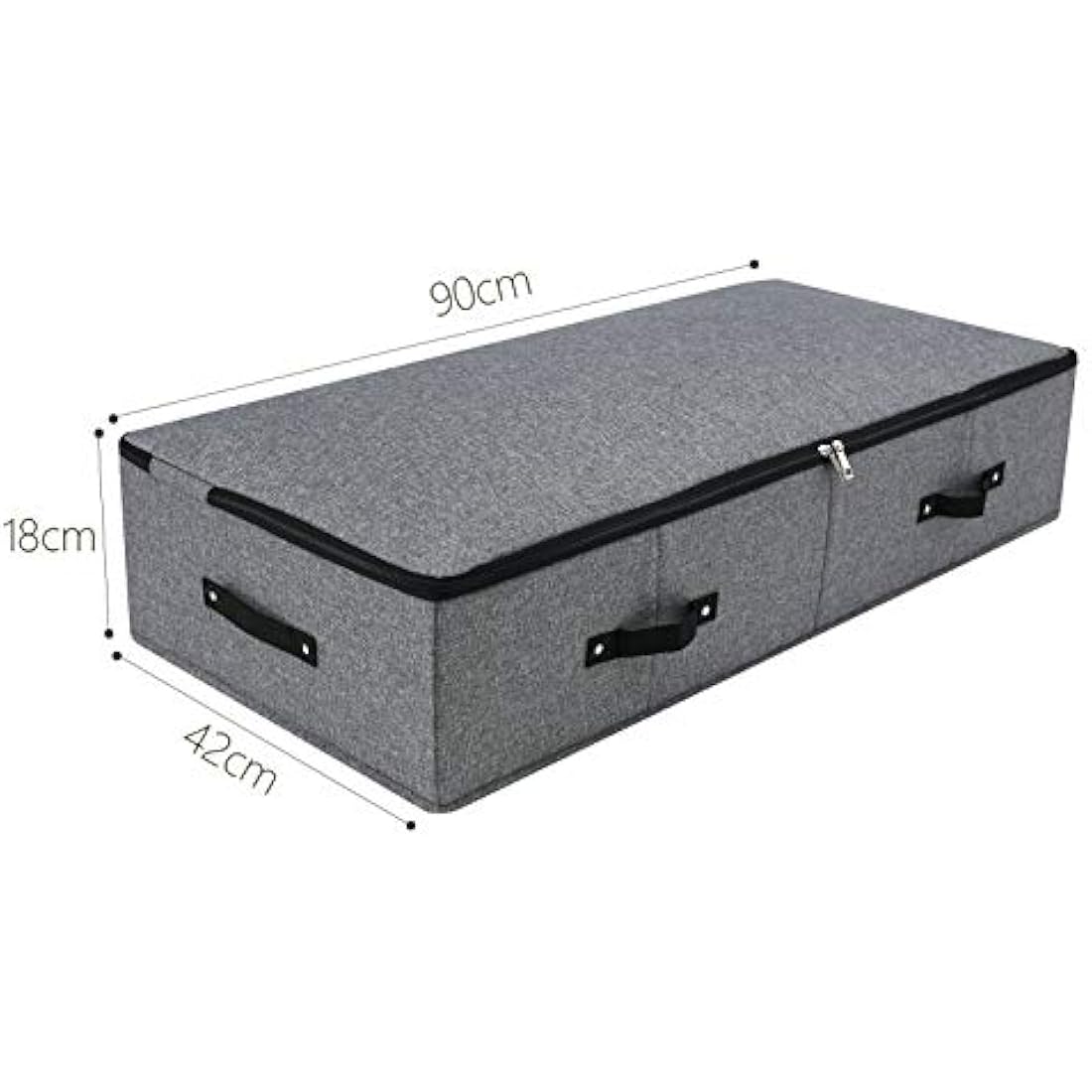 Foldable Under Bed Storage Box with Zipper Lid - Black Grey