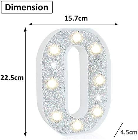 Jolof Store LED Marquee Letter O – Silver Glitter Light Up Sign