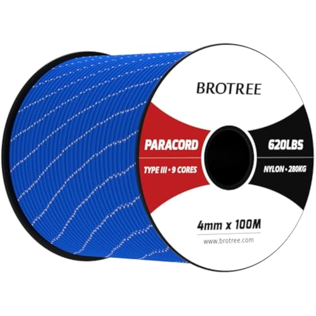 Brotree 4mm 9-Strand Nylon Paracord – 100M Reflective Parachute Cord