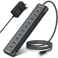 RSHTECH 11-Port Powered USB C Hub | 60W Aluminum 10Gbps Data Splitter