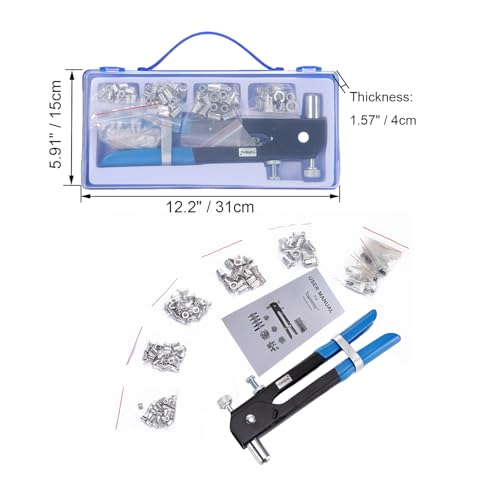 Toprema 126pcs Rivet Nut Tool Kit - Hand Riveter Gun with M3-M8 Mandrels