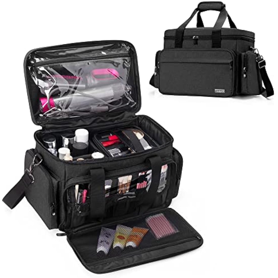 BAFASO Large Makeup Bag | Travel Cosmetic Organizer with 2 Pouches