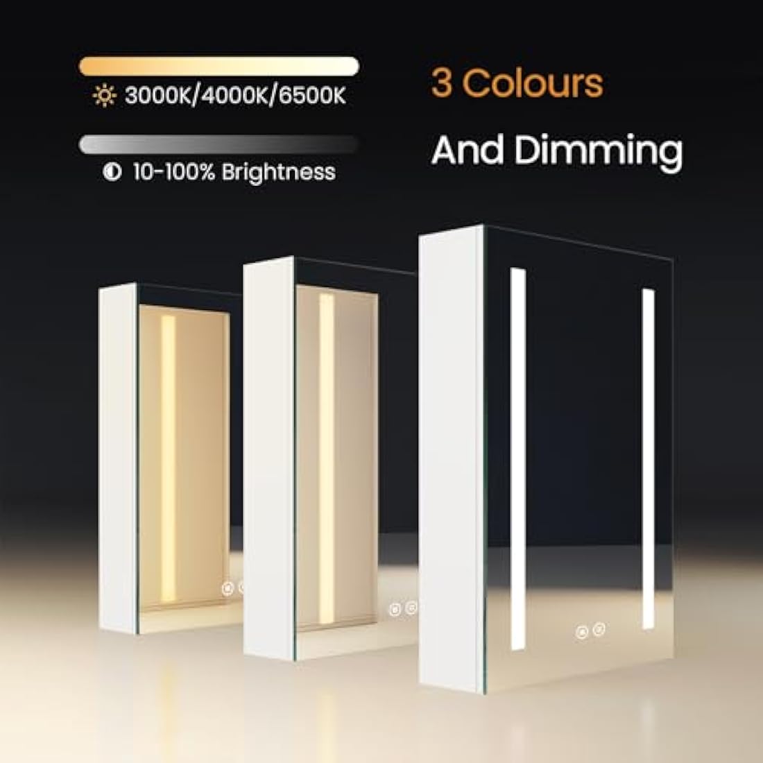 EMKE LED Bathroom Mirror Cabinet with Shaver Socket & Anti-Fog