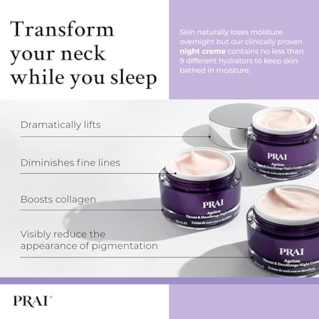 PRAI Ageless Throat & Decolletage Night Creme with Retinol - 118ml