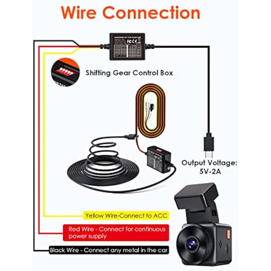VANTRUE USB-C Dashcam Hardwire Kit – 5-Level Low Voltage Protection