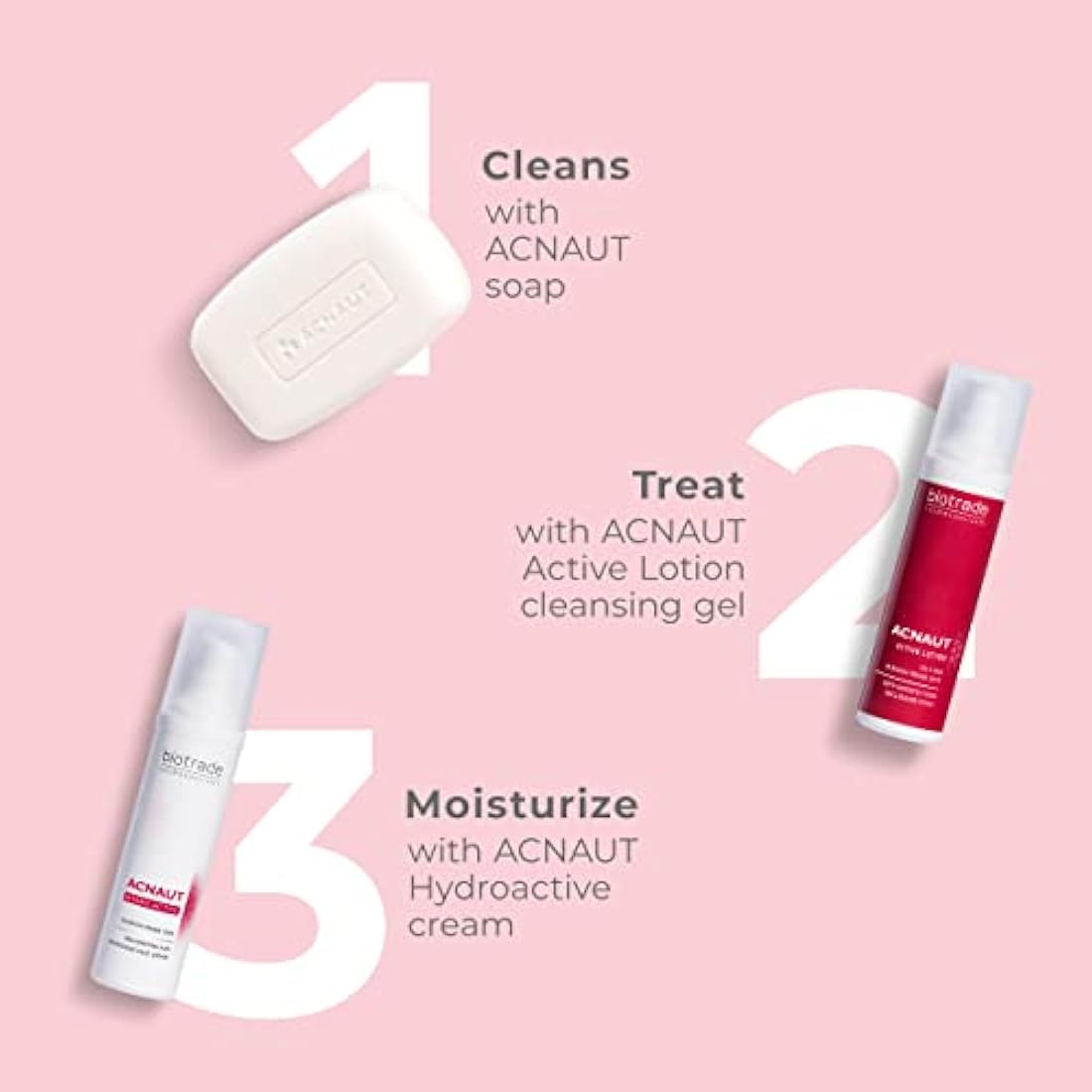 Biotrade Acnaut 3-Step Anti-Blemish Skincare Set for Oil Control