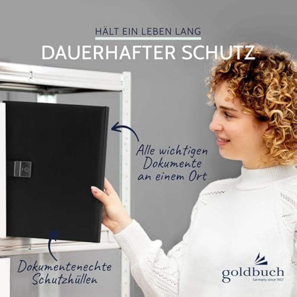 Goldbuch Bologna Document Folder – Black Faux Leather Office Portfolio