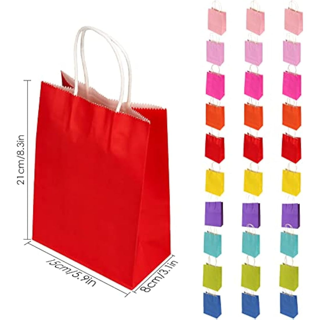 30 Pcs Kraft Paper Party Bags with Handles - 10 Colors