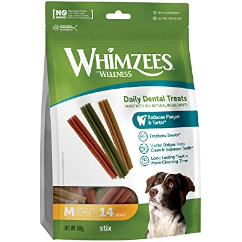 WHIMZEES Natural Dog Dental Sticks | Grain-Free Chews for Medium Breeds