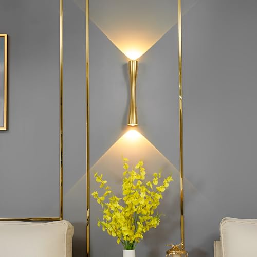 KRUIHAN Modern Gold LED Up and Down Wall Sconce | 35cm Metal Wall Lamp