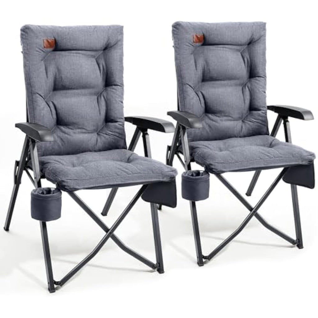 EVER ADVANCED Heavy Duty Camping Chairs | 4-Position Recliner Set of 2