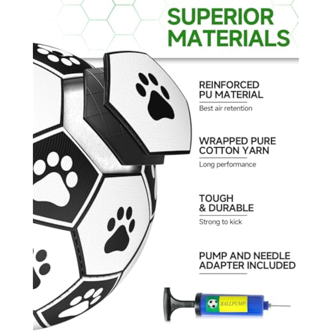 HETOO Interactive Dog Football Toy with Grab Tabs - Durable 6 Inch Ball