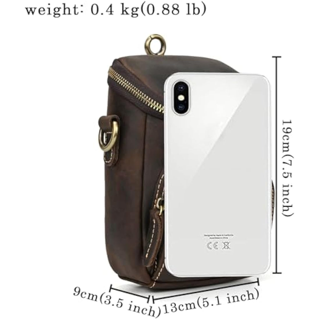 Jolof Store Mens Genuine Leather Waist Bag - Small Crossbody Leg Pouch