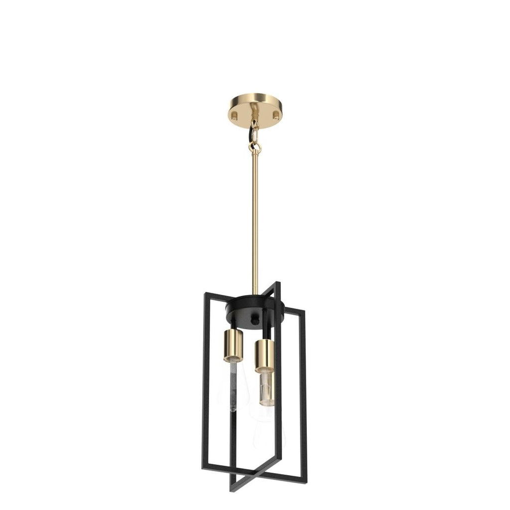 3-Light Geometric Pendant Light – Black & Gold Metal Chandelier