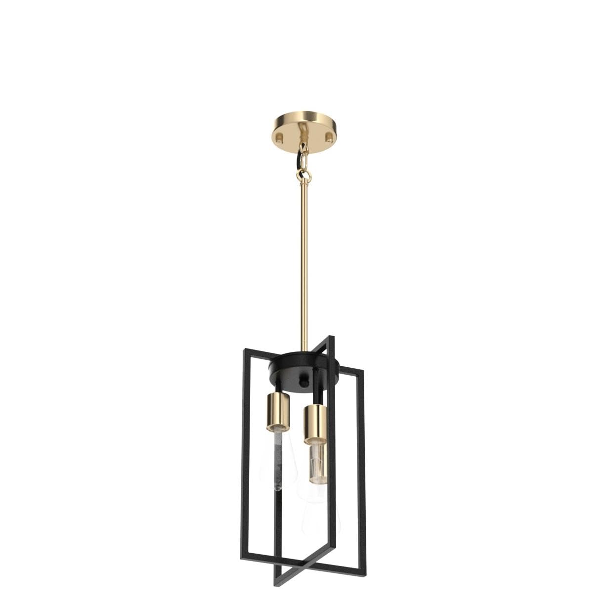 3-Light Geometric Pendant Light – Black & Gold Metal Chandelier