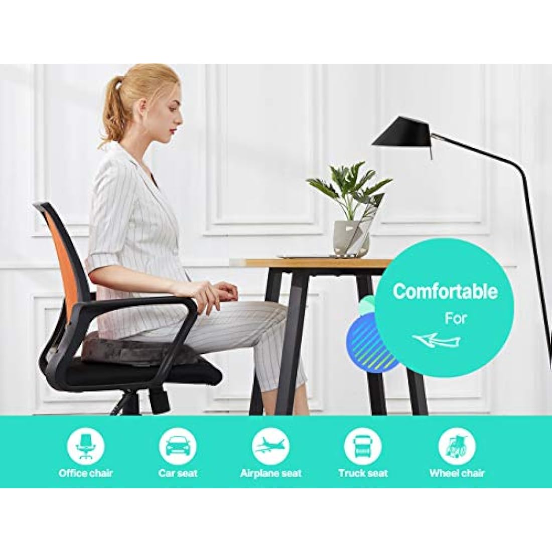 Foverhom Gel Memory Foam Seat Cushion – Orthopedic Tailbone Relief