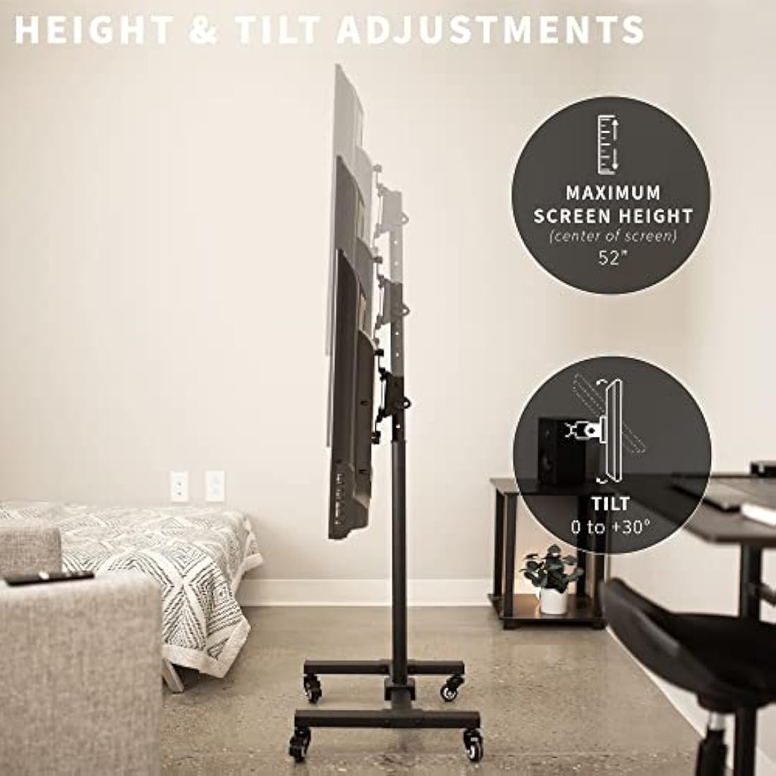 VIVO Mobile TV Stand for 13-42 inch Screens | Rolling Height Adjustable