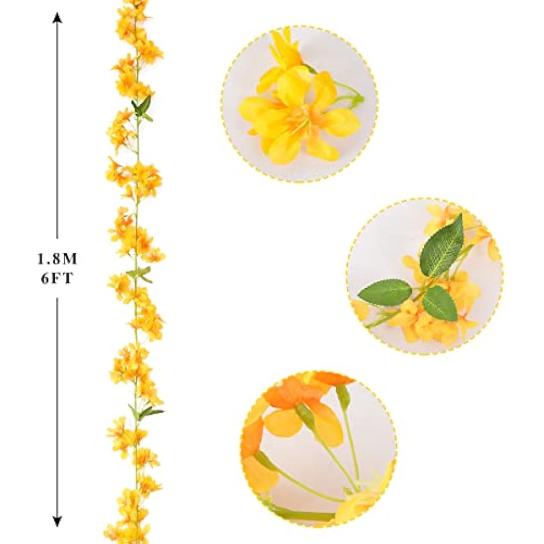 2-Pack Artificial Cherry Blossom Silk Hanging Vines – Yellow