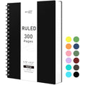 RETTACY A5 Spiral Notebook | 300 Pages College Ruled 100gsm Paper – Black
