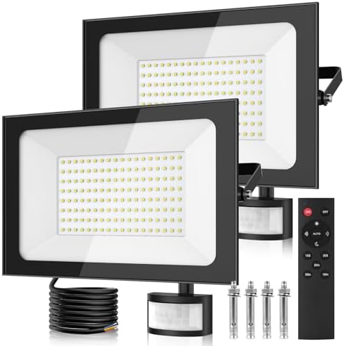 150W LED Security Lights with Motion Sensor & Remote – 2 Pack