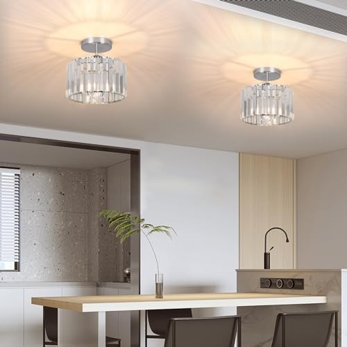 Crystal Ceiling Light – Modern Rose Gold Flush Mount Lamp