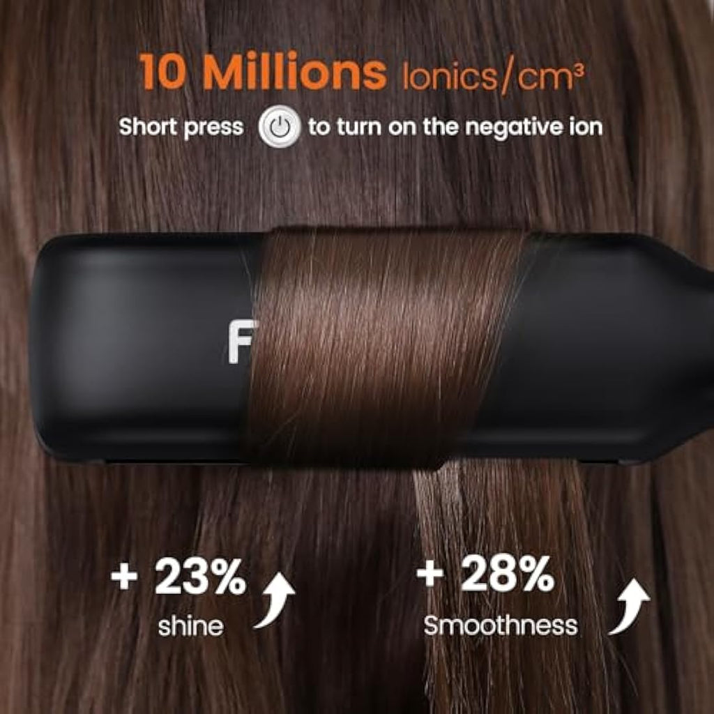Faszin Wide Plate Titanium Hair Straightener | Ionic Flat Iron - Black