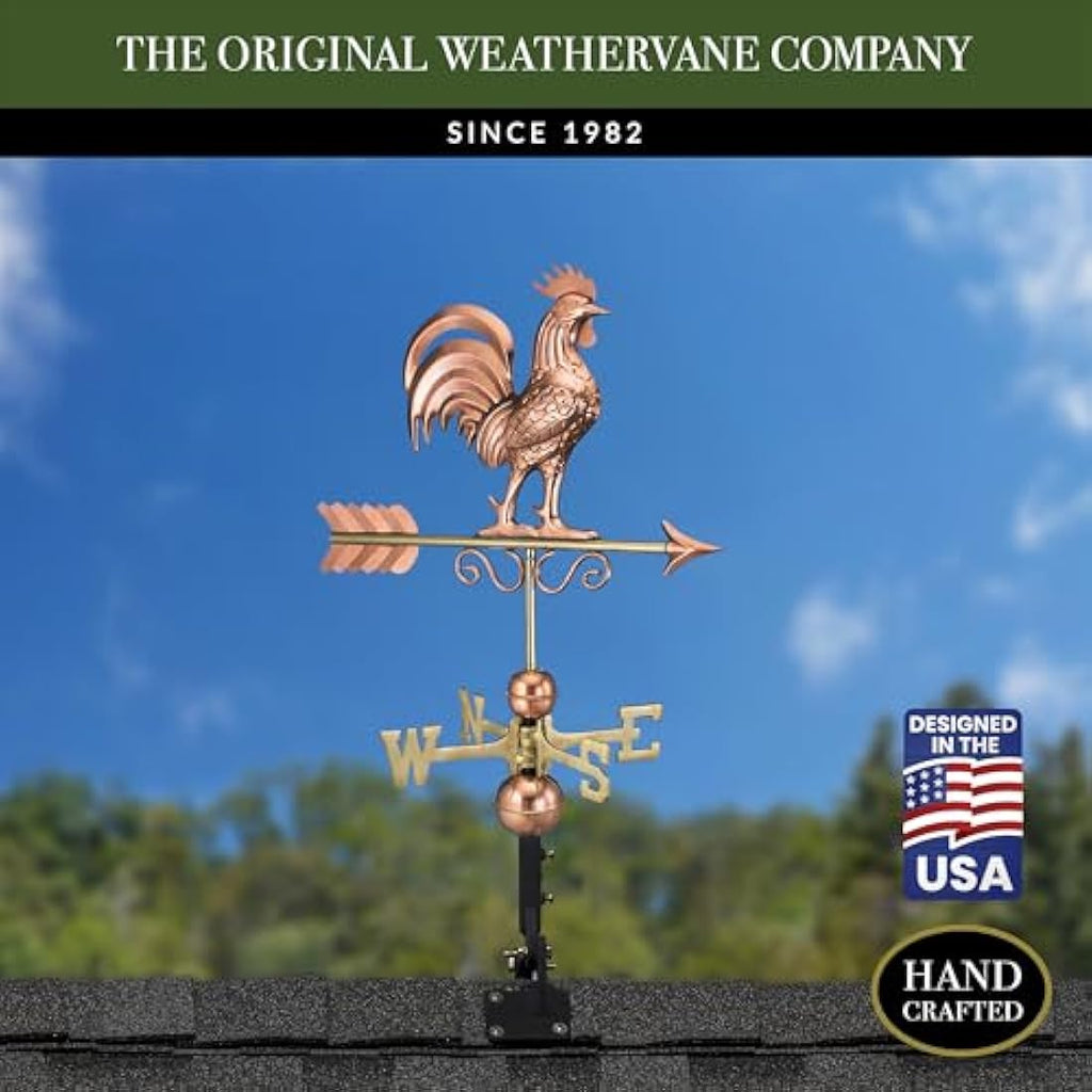 Good Directions Bantam Rooster Weathervane – Pure Copper Garden Decor