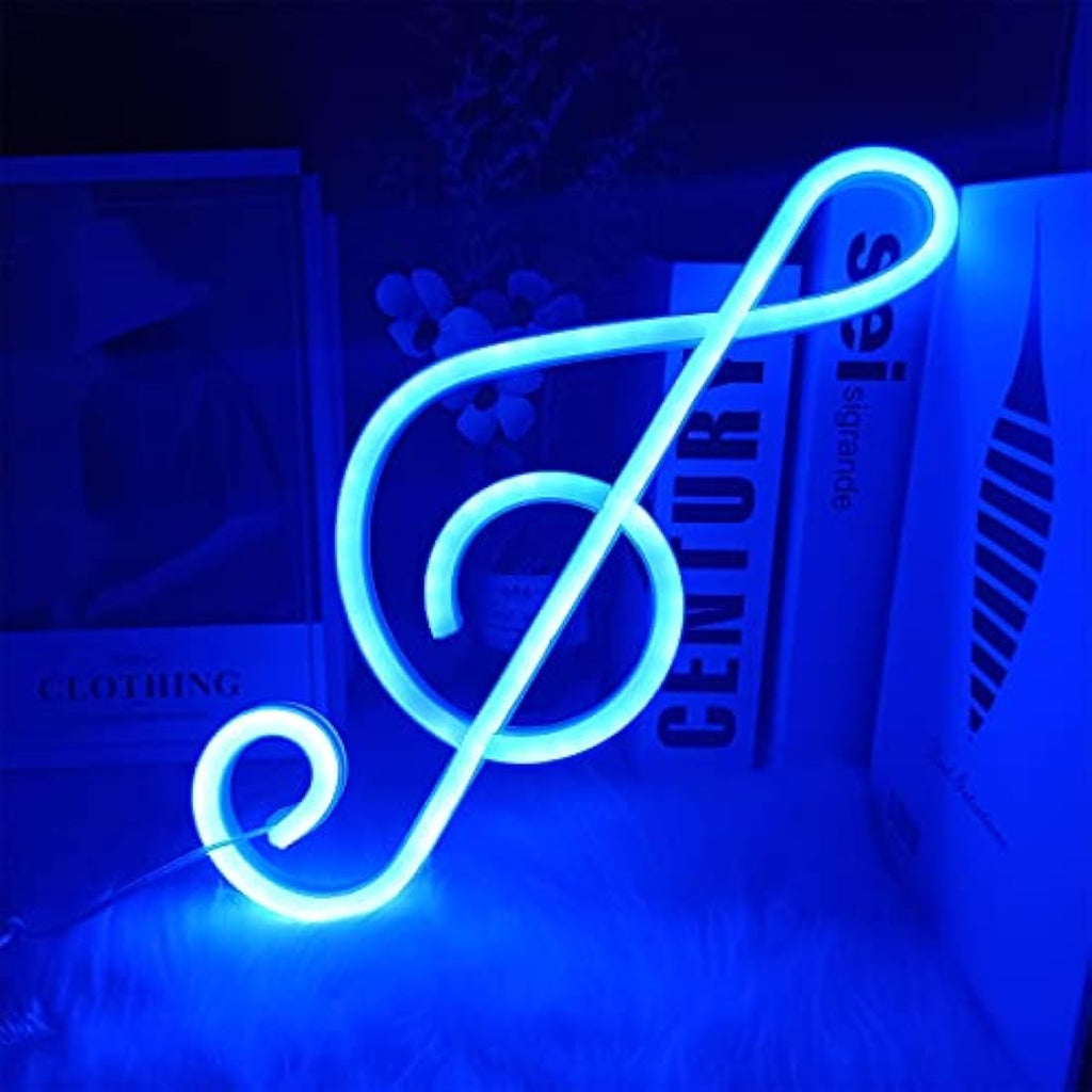 ENUOLI Music Note Neon Sign – Blue LED Wall Decor for Bedroom & Party
